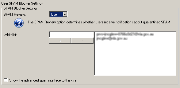 SPAM Blocker Settings
