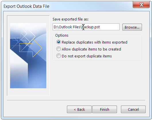 Choose a path to export to