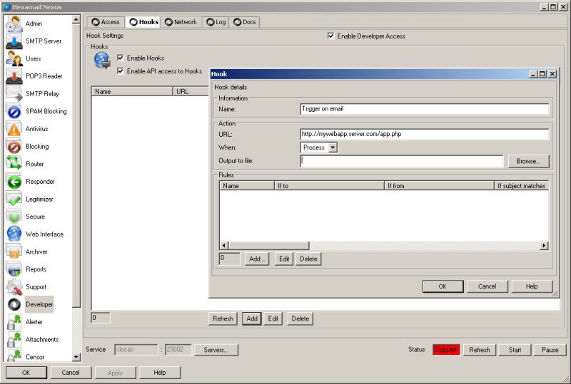 Configuring a new webhook
