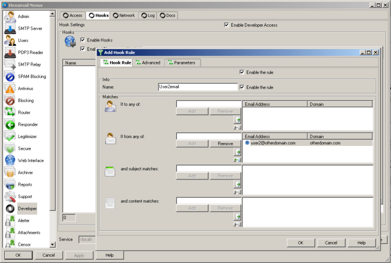 Configuring a webhook rule